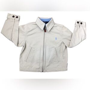 Polo Ralph Lauren Toddler Boys Cotton Jacket Size 4T Khaki Full Zip Pockets Logo